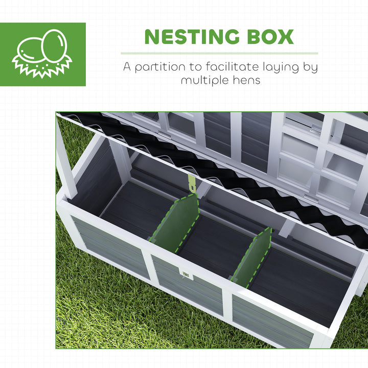 Wooden Chicken Coop with Nesting Box, Slide-Out Tray, Perches, for 4-6 Chickens, 100 x 86 x 100cm