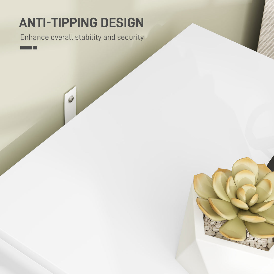 Elegant Two-Drawer Bedside Table - White
