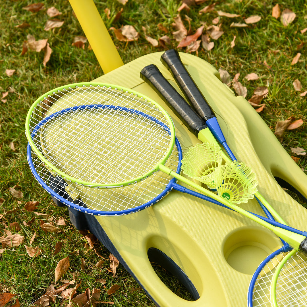 2.8m Portable Folding Badminton Net Set with 4 Badminton Rackets and 2 Nylon Shuttlecocks, for Adults Kids Indoor Outdoor Exercise Training