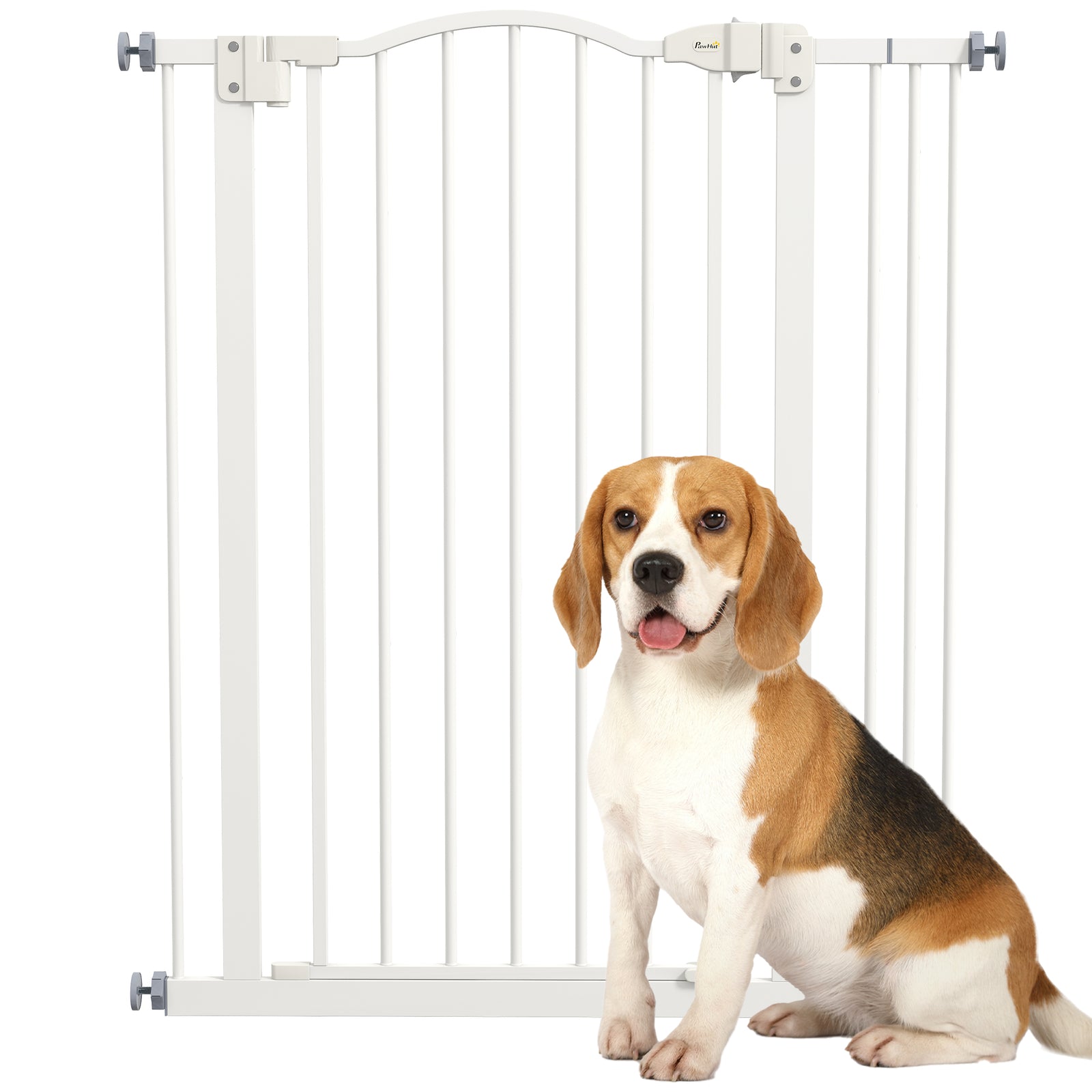 Metal Pet Safety Gate Dog Gate Folding Fence 74-87cm, White