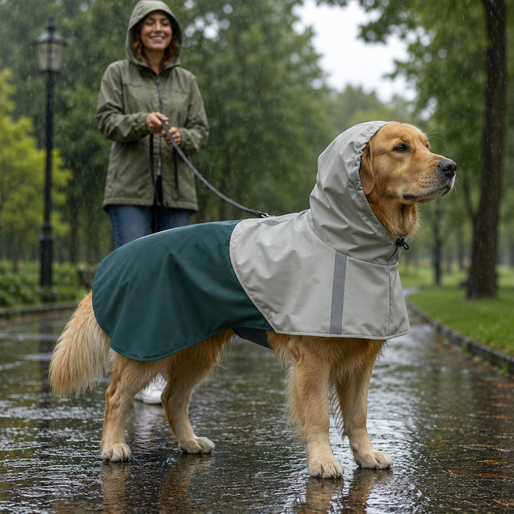 Dog Raincoat with Hood, Waterproof &amp; Breathable Rain Jacket with Leash