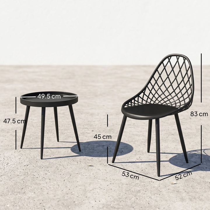 3-Piece Outdoor Bistro Set with 2 Chairs and Round Table for Garden, B