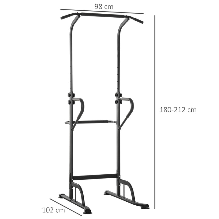 HOMCOM Pull Up Bar Multi-Function Height Adjustable Power Tower Dip Station Equipment