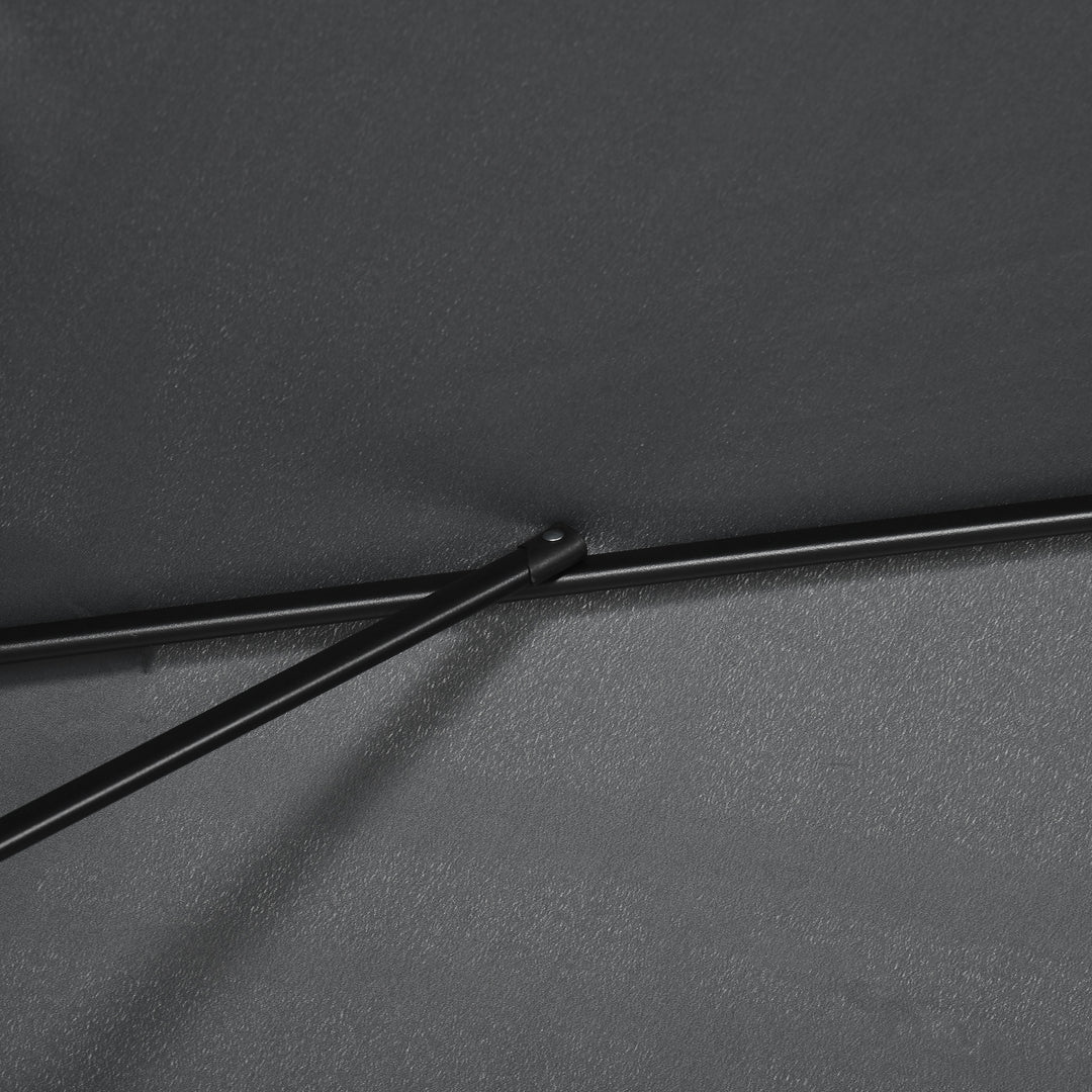 3x2m Patio Parasol Garden Umbrellas Canopy with Aluminium Tilt Crank Rectangular Sun Shade Steel, Black