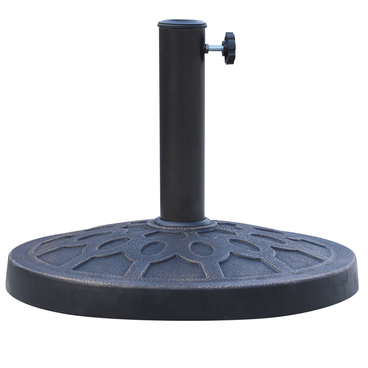 Outsunny 13kg Resin Umbrella Stand Holder, Garden Parasol Base for 38mm or 48mm Outdoor Umbrella Poles, Bronze Tone | Aosom UK