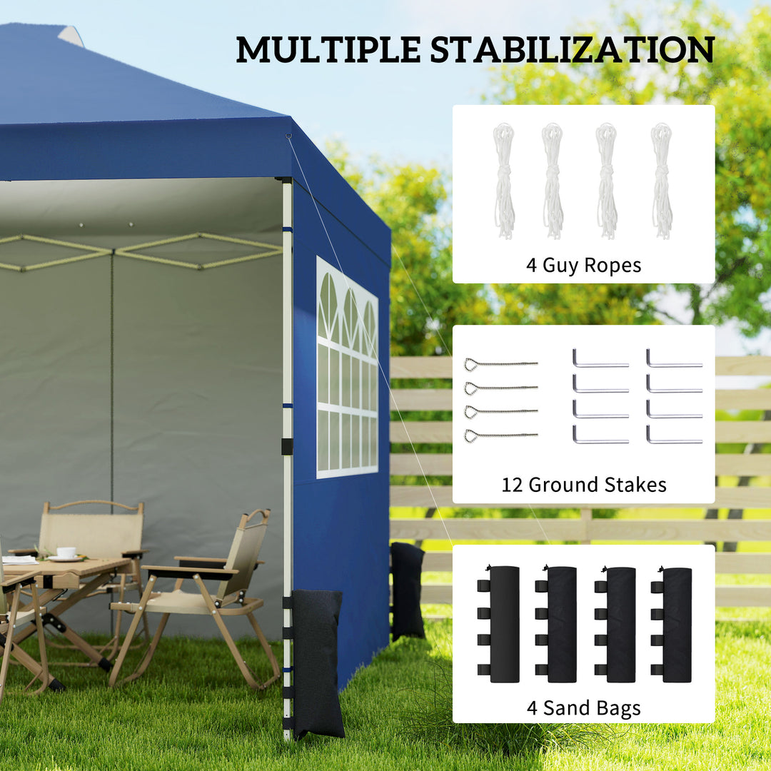 Pop Up Gazebo Waterproof Height Adjustable Canopy with 3 Sidewalls Whe