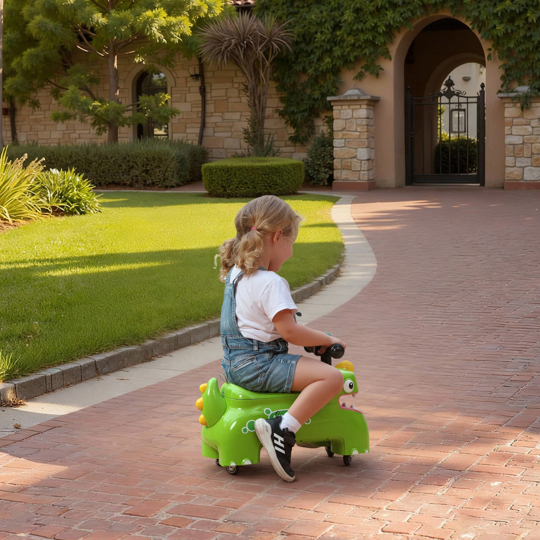 Kids Ride On Car, Dinosaur Foot to Floor Slider with Storage, Toddler Walker with Light, Sounds