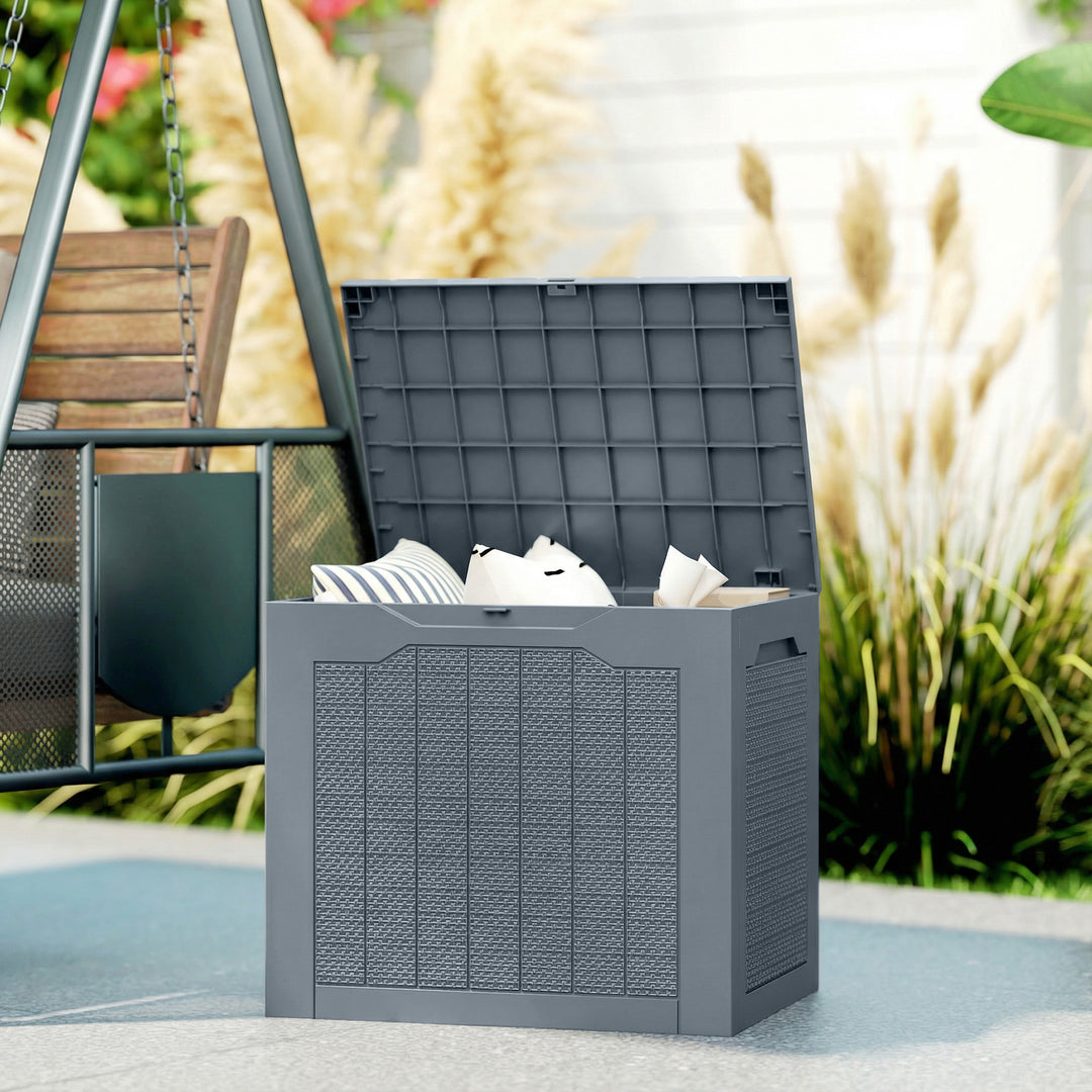93L Plastic Garden Storage Box, Outdoor Storage Box with Handles, Waterproof Outdoor Storage Container