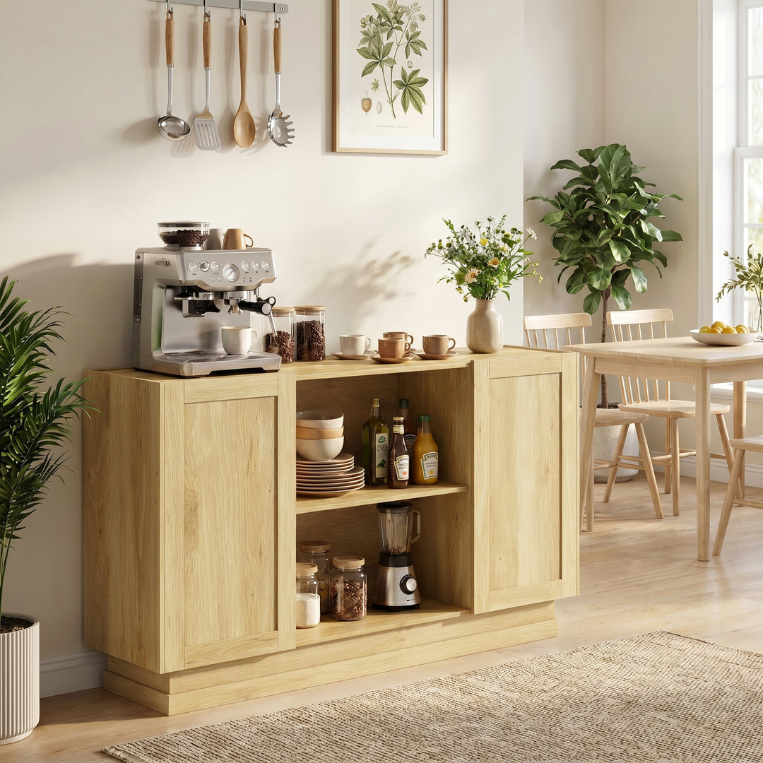 Sideboard Buffet Cabinet, 133 cm Storage Cabinet with 2 Open Shelves, 