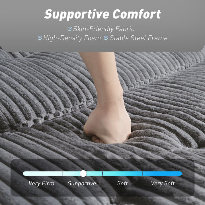 MCL 2 Seater Click Clack Sofa Bed with Pull Out Design, Corduroy Upholstery - Charcoal Grey