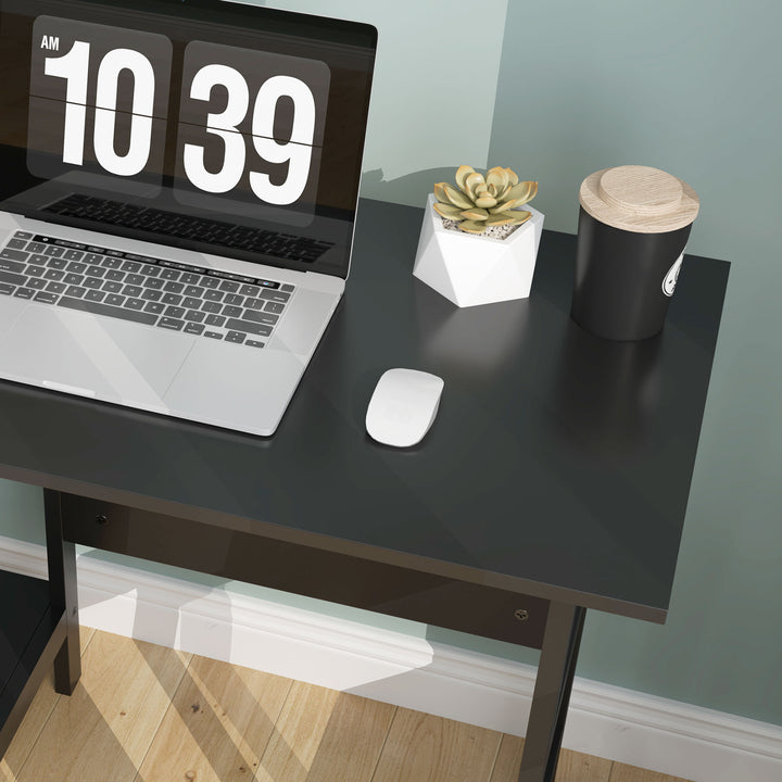 Compact Computer Desk with Storage Shelves, Study Table with Bookshelf, PC Table Workstation for Home Office, Study, Easy Assembly, 106 x 51cm, Black
