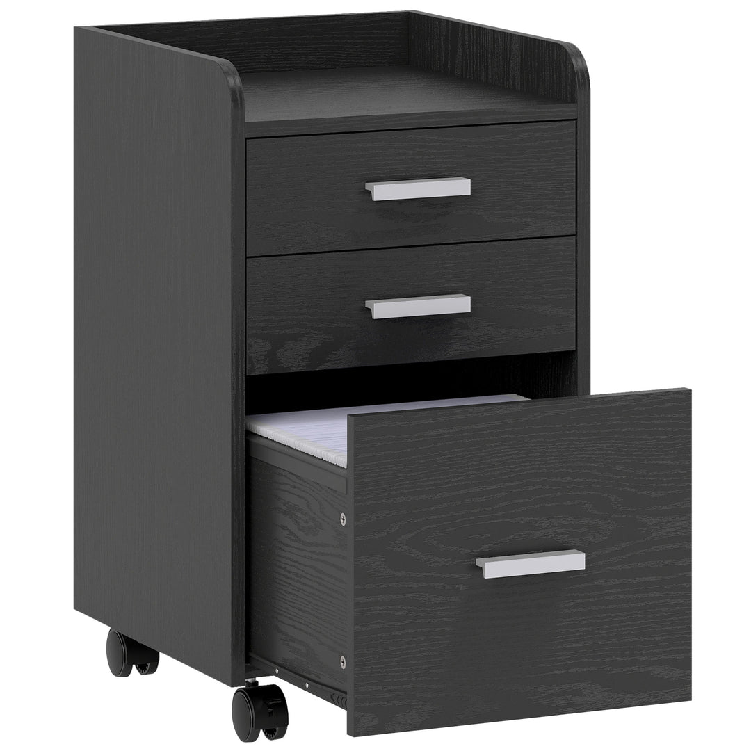 3 Drawer Filing Cabinet, Rolling File Cabinet with Edged Top for Lette