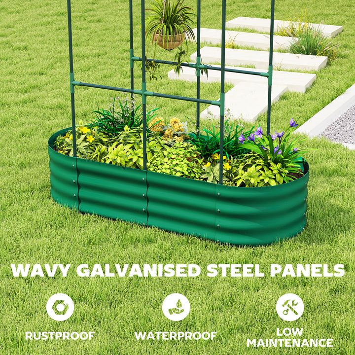Galvanised Raised Garden Bed with Arched Trellis, 4 x 2 x 4.6ft Metal 
