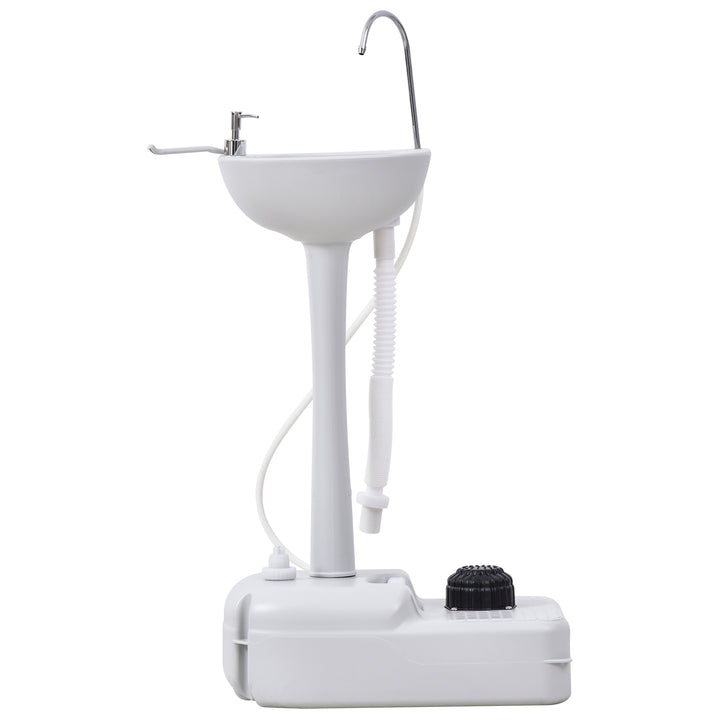 MCL Camping Sink, 17L Portable Hand Wash Station with Towel Holder, Soap Dispenser and Rolling Wheels, Outdoor Sink for Events, Gatherings, Worksite
