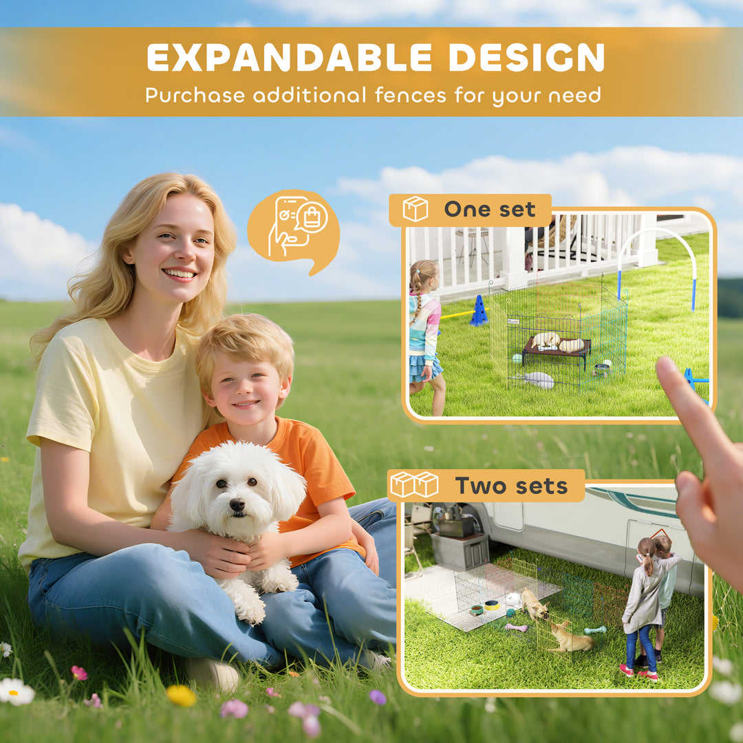 Pet Playpen Crate, with Six Panels, Door, for Indoors and Outdoors