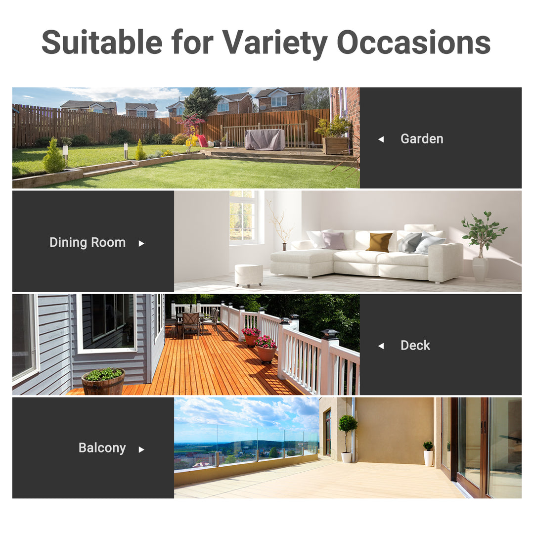 MCL Square Garden Table, Outdoor Coffee Table with Tempered Glass Top, Bar Bistro Dining Table, Metal Frame for Patio, Balcony, 68.5 x 68.5 x 84cm