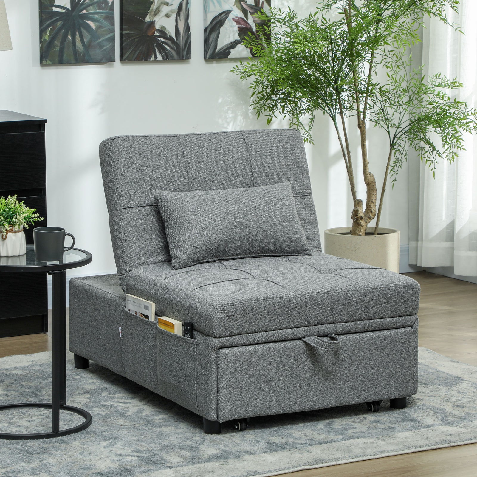 Four-In-One Single Sleeper Chair - Dark Grey