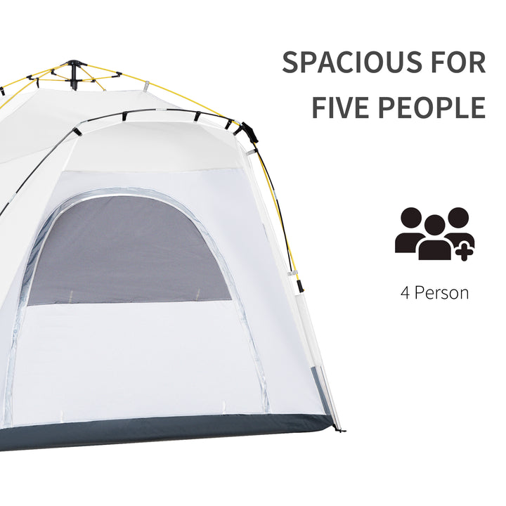 4 Person Automatic Camping Tent, Outdoor Pop Up Tent, Portable Backpacking Dome Shelter, Light Grey