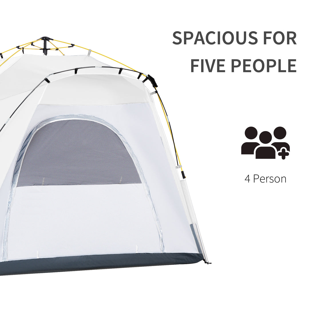 MCL 4 Person Automatic Camping Tent, Outdoor Pop Up Tent, Portable Backpacking Dome Shelter, Light Grey