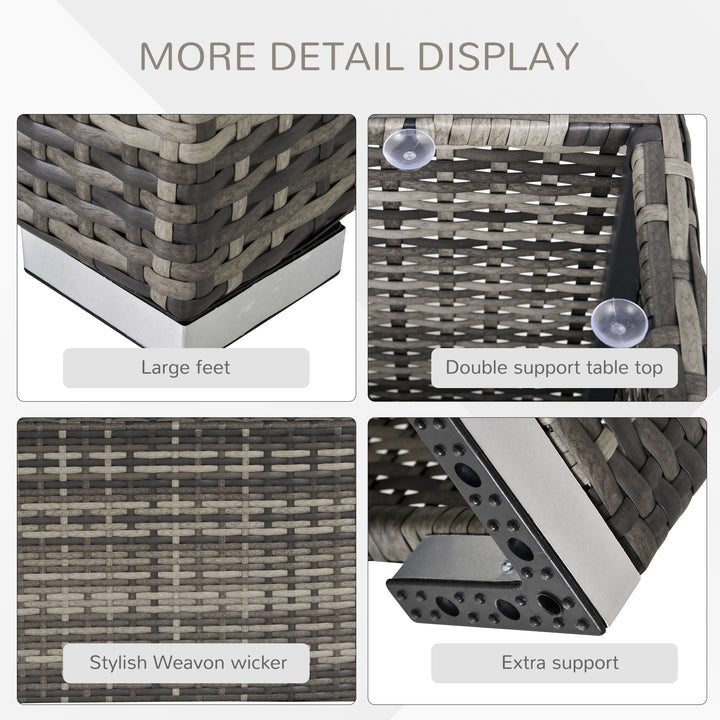 MCL Square PE Wicker Rattan Table with Glass Top - Dark Grey