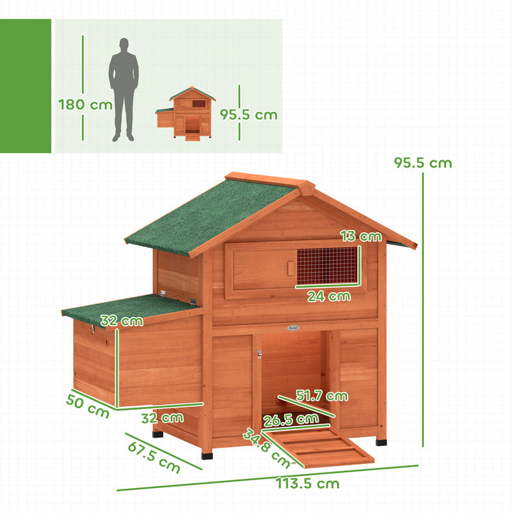 Chicken Coop, Wooden Hen House with Nesting Box, Pull-Out Tray, Slidin