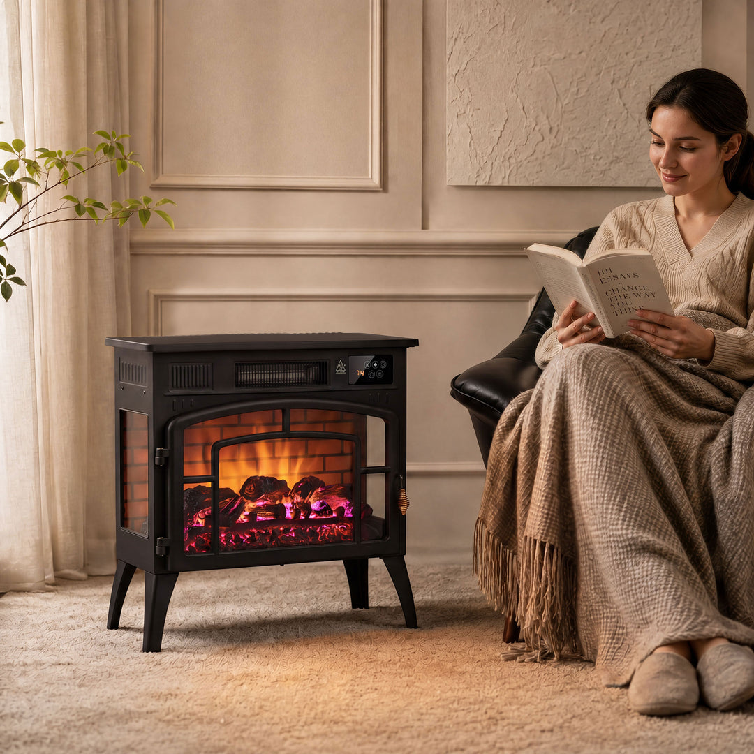 Smart Electric Fireplace Stove Log Burner, 3-Sided Glass WiFi - view 2