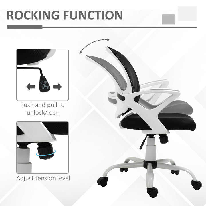 Vinsetto Office Chair Mesh Swivel Desk Chair with Lumbar Back Support Adjustable Height Armrests Black