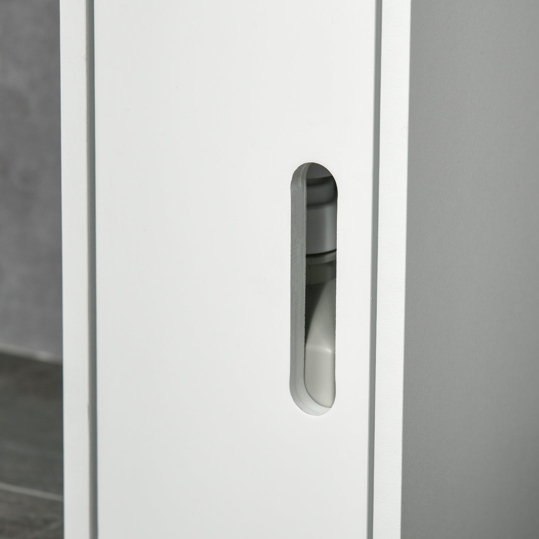 Modern Bathroom Storage Cabinet, Freestanding Tall Bathroom Cabinet with Open Shelves and 3 Cupboards with Door, for Bedroom Hallway, White
