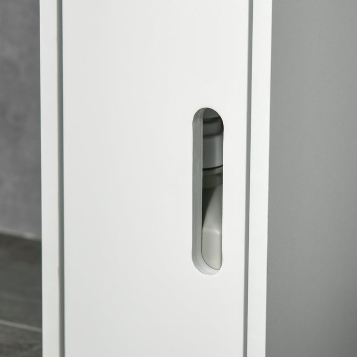 Modern Bathroom Storage Cabinet, Freestanding Tall Bathroom Cabinet with Open Shelves and 3 Cupboards with Door, for Bedroom Hallway, White