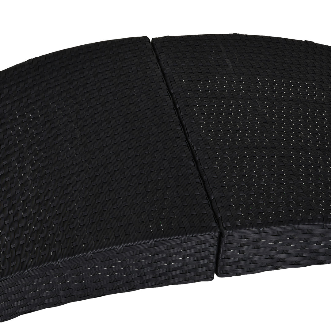 Outdoor Foldable PE Rattan Sun Lounger with Soft Padded Cushion, Ergonomic Curved Design Sun Bed for Balcony, Garden, Black
