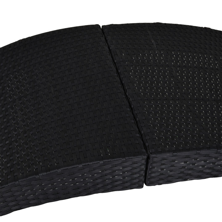 Outdoor Foldable PE Rattan Sun Lounger with Soft Padded Cushion, Ergonomic Curved Design Sun Bed for Balcony, Garden, Black