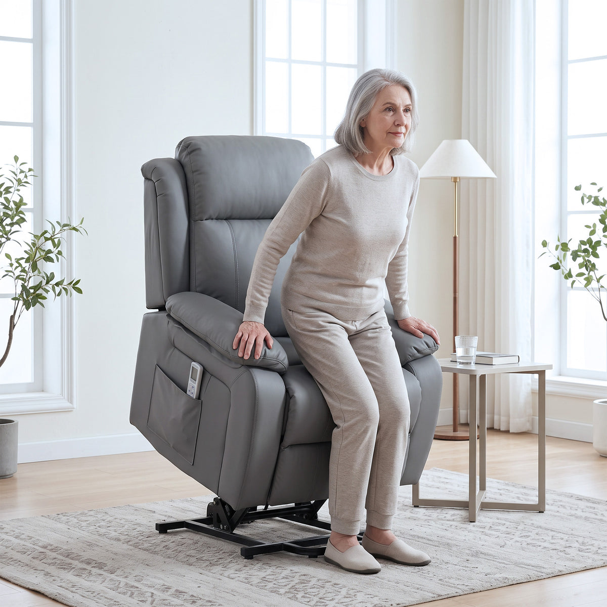 Riser and Recliner Chair with Massage, PU Leather Power Electric Lift - view 2
