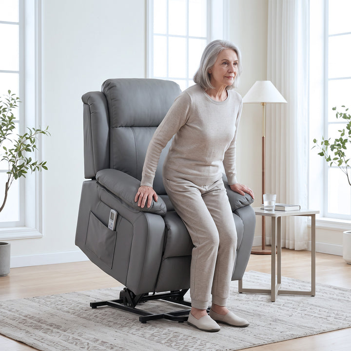 Riser and Recliner Chair with Massage, PU Leather Power Electric Lift - view 2
