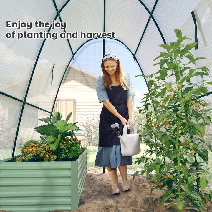 Polytunnel Greenhouse with Sandbags, Walk-In Tunnel Green House with 2 Doors and Screen Windows, 1.8 x 1.8 x 2m