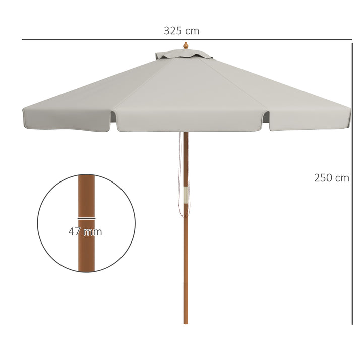 3.3m Elegant Wooden Parasol - Grey