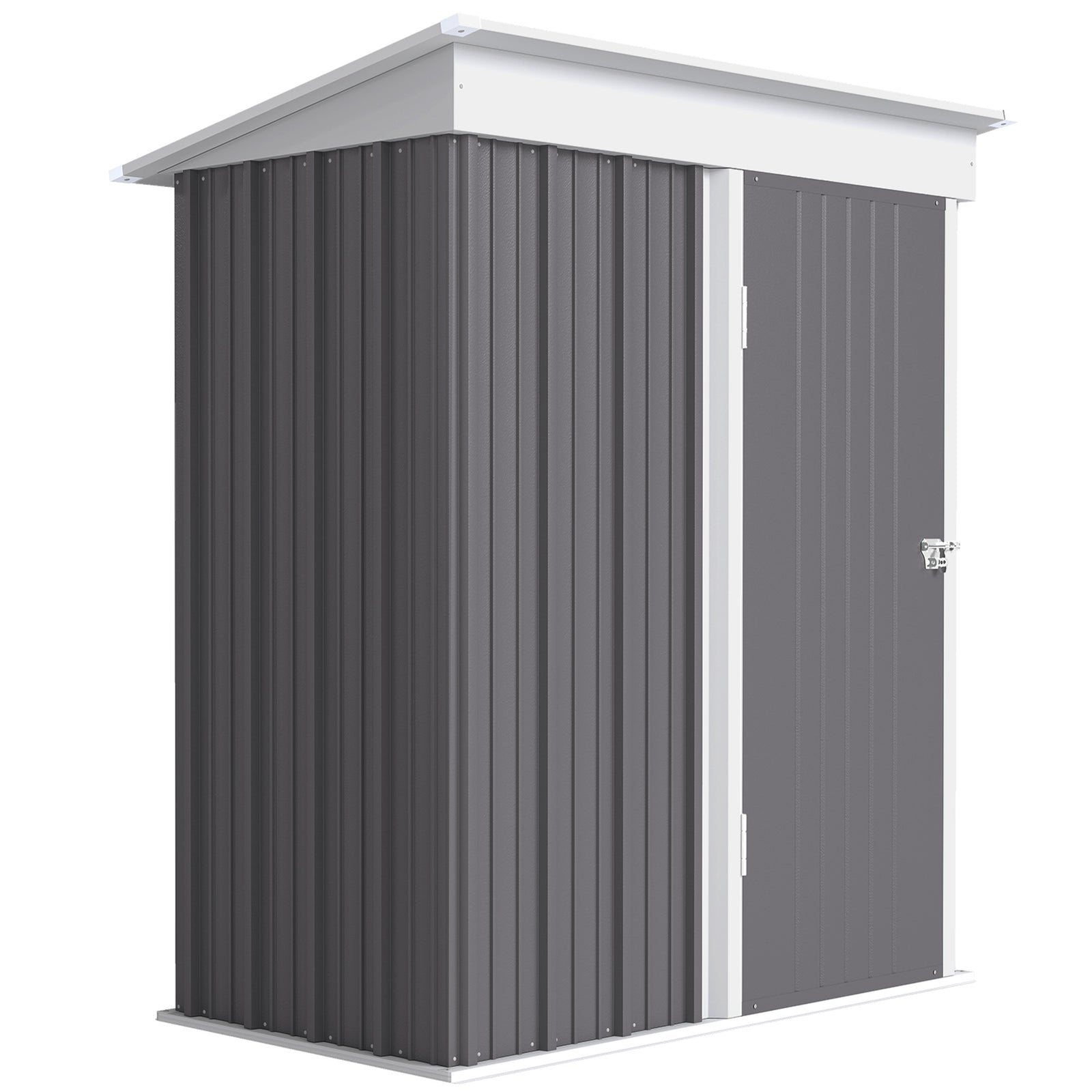 Metal Garden Shed, Outdoor Lean-to Shed for Tool Motor Bike, with Adjustable Shelf, Lock, Gloves, 5'x3'x6', Grey
