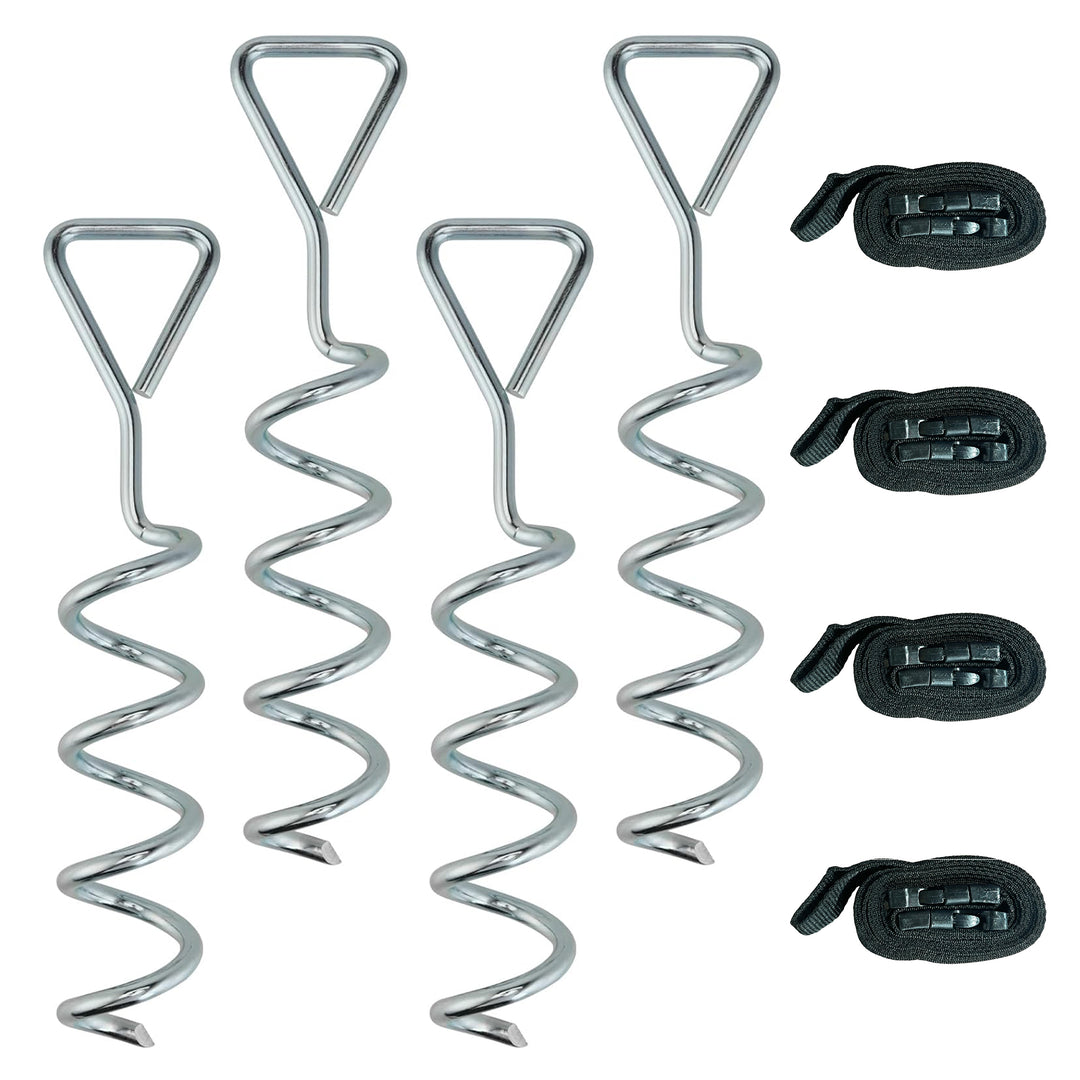 4Pcs Trampoline Anchor Kit, 32 cm Galvanised Trampoline Stakes, Spiral