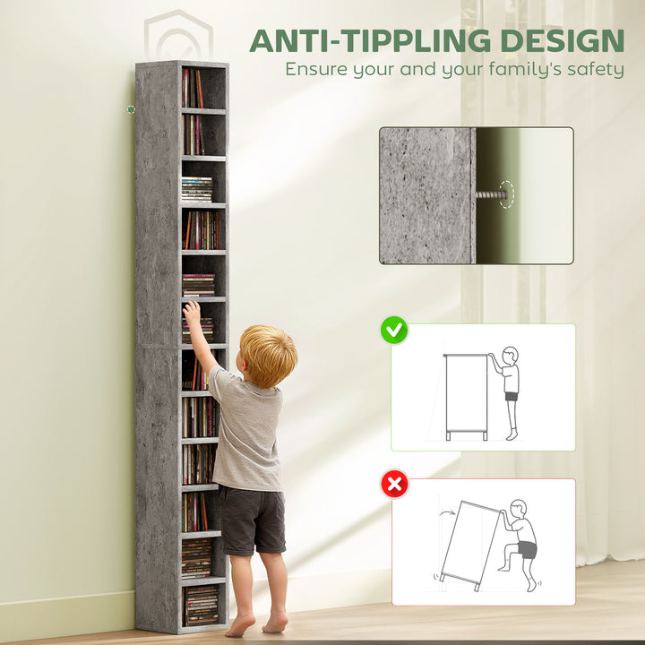 204 CD Tall Narrow Media Storage Tower - Cement Grey