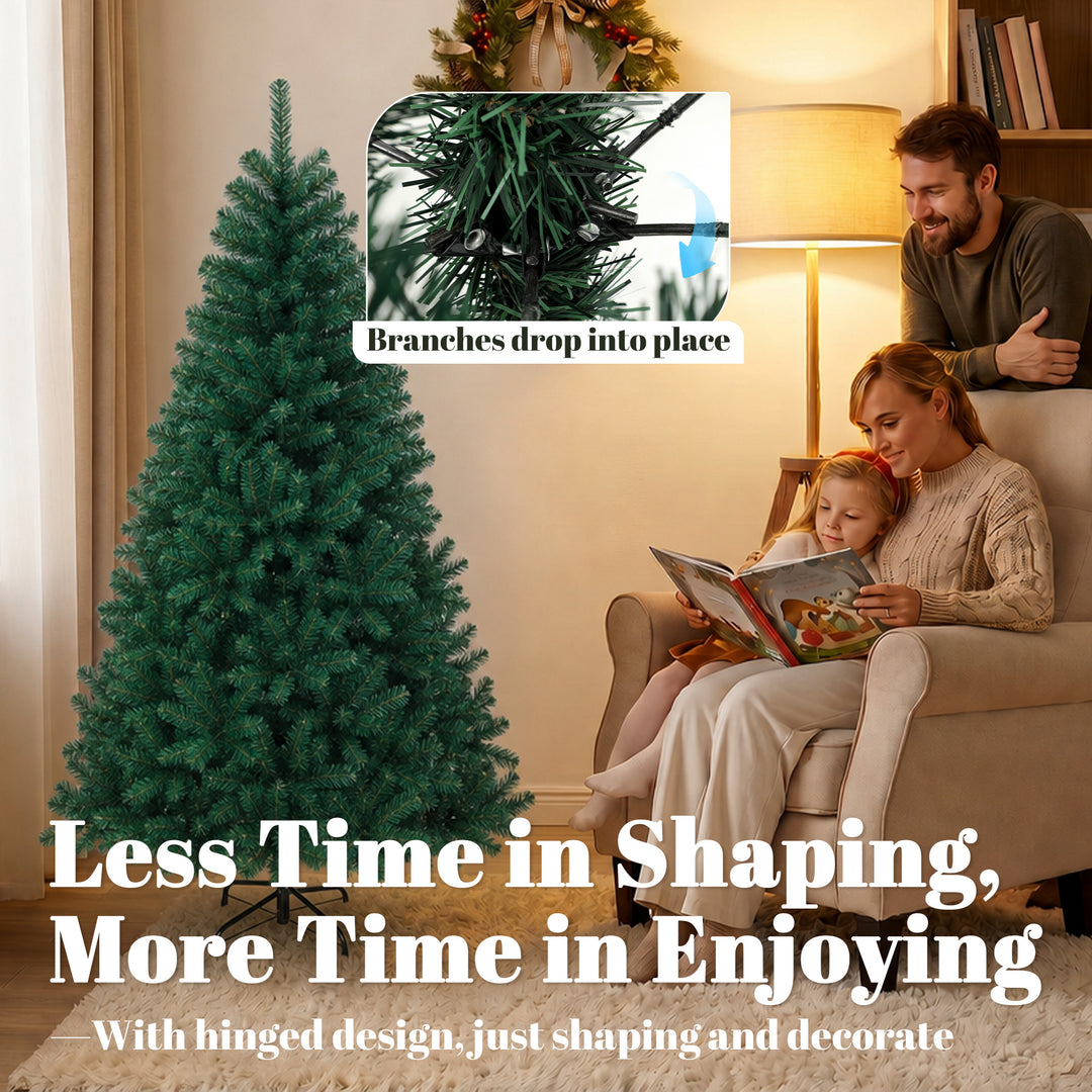 5ft Artificial Christmas Tree, Fir Hinged Xmas Tree with 420 Branch - view 6