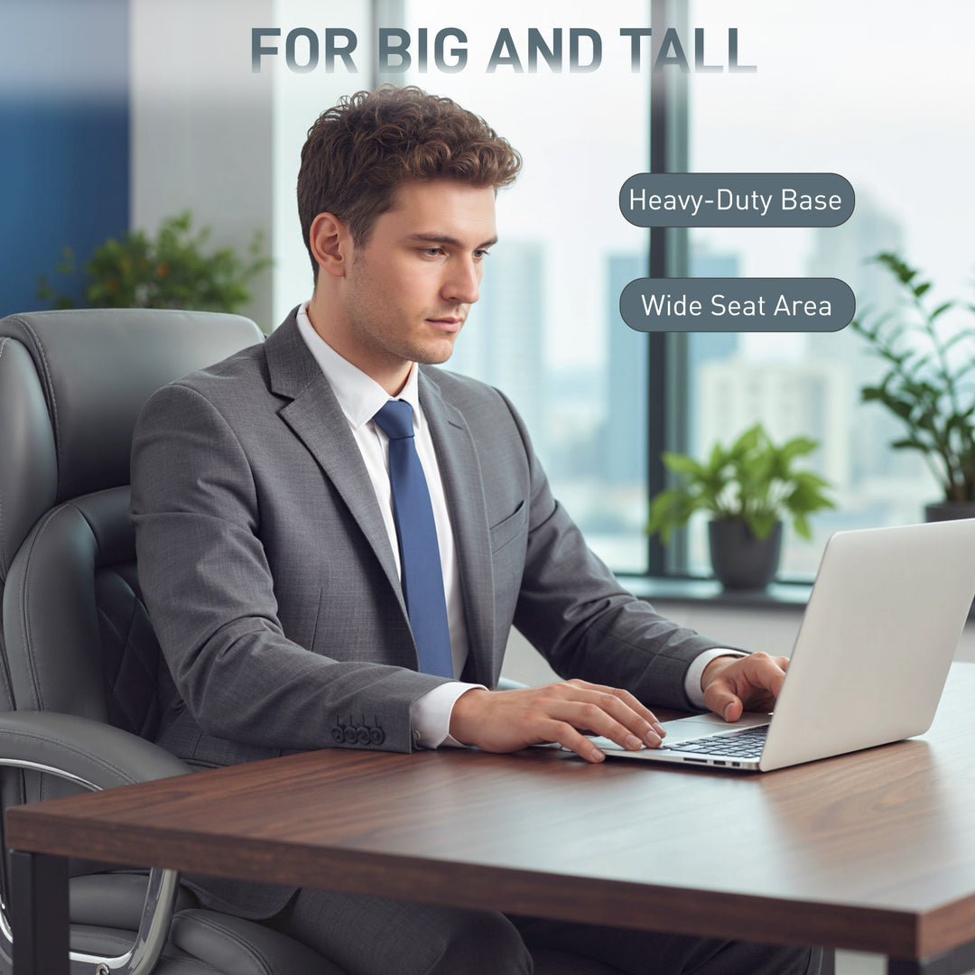 MCL Big and Tall Office Chair 180kg with Spring Cushion, PU Leather - Grey