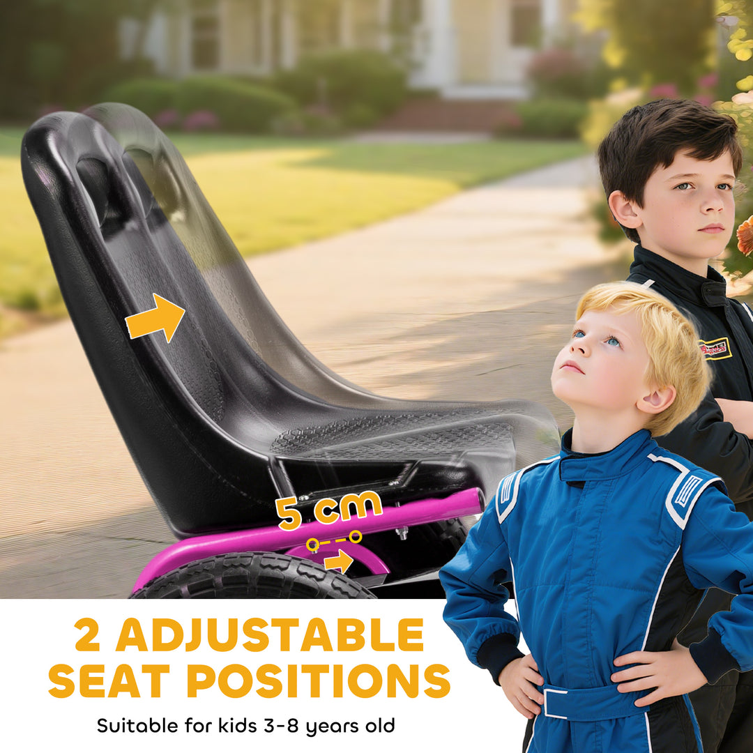Kids Pedal Go Kart with Adjustable Seat, EVA Tyres, Manual Clutch, Brake, Go Kart for Kids 3-8 Years