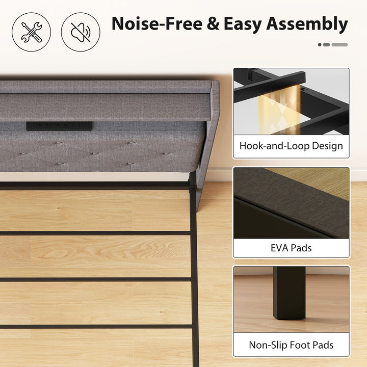 Floating Bed Frame, Upholstered 3ft Single Size Bed, Platform Bed with