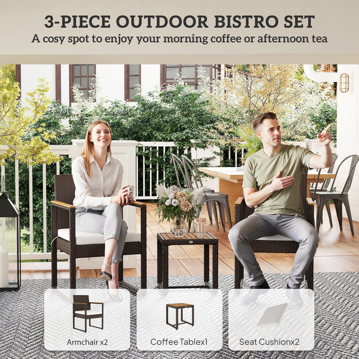Three-Piece Rattan Chair Set - White