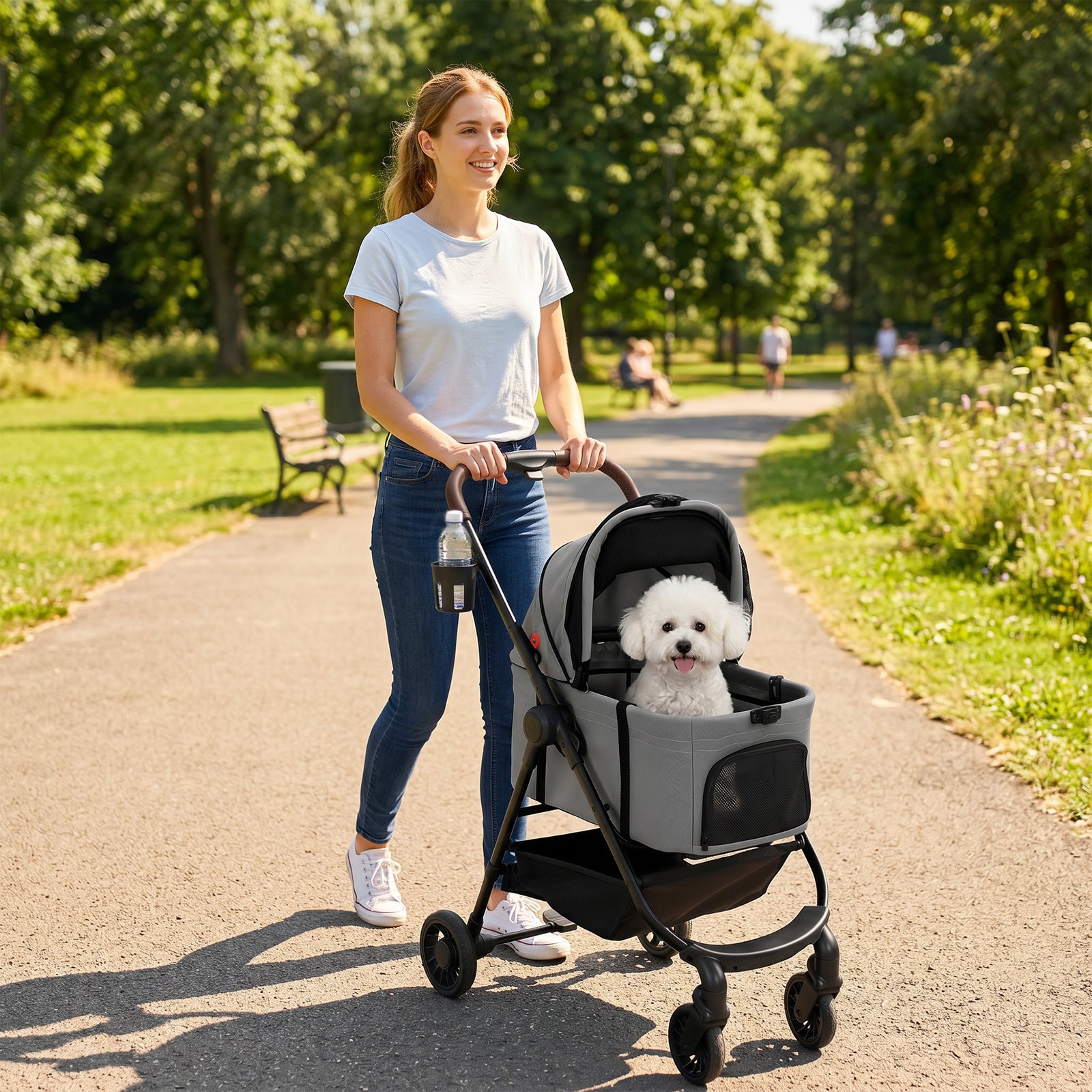 Dog Stroller, 3 in 1 Foldable Pet Stroller for Small Puppy Cat with De