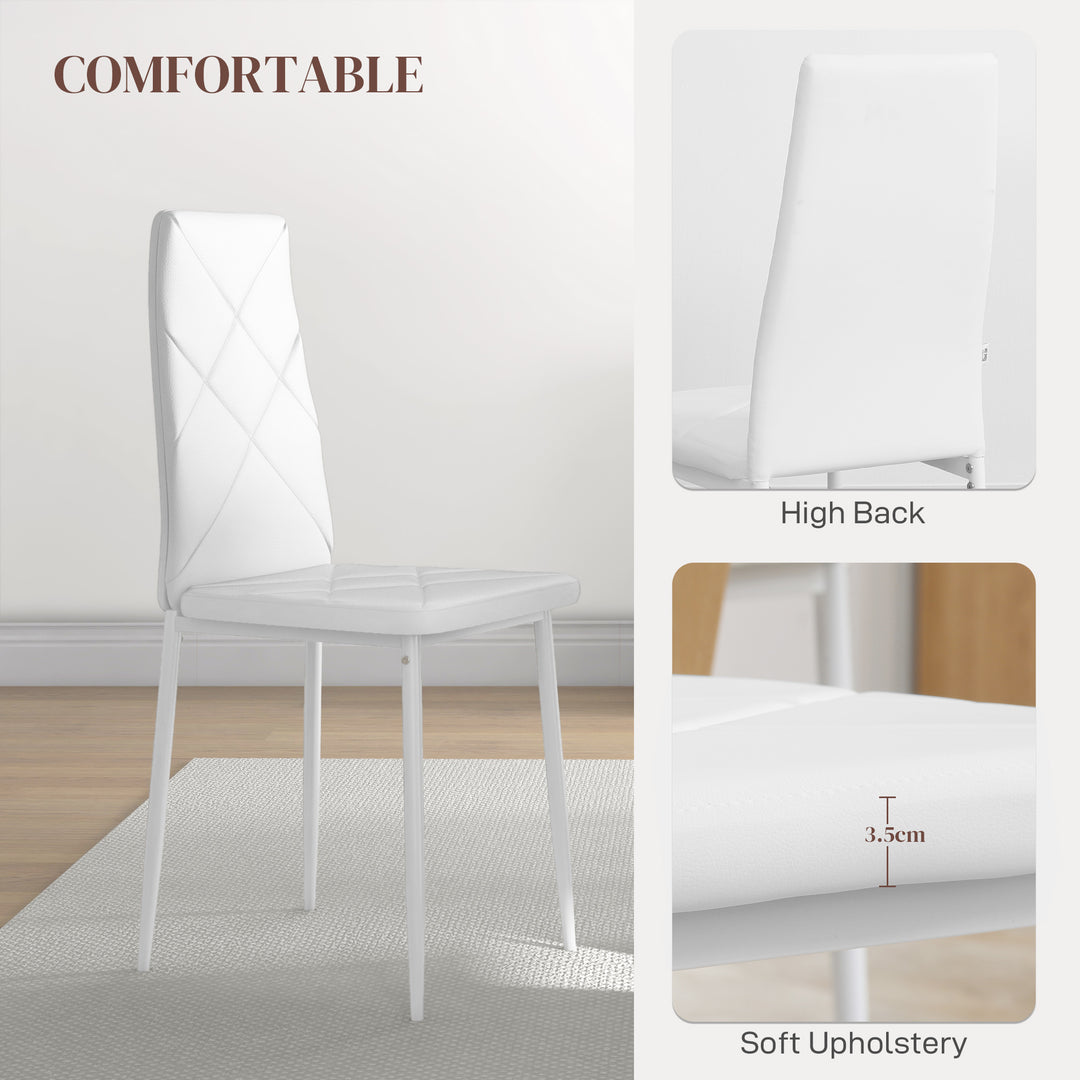 Set of 6 Faux Leather Dining Chairs - White