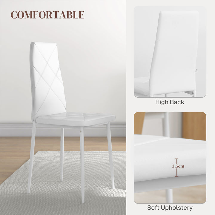 Set of 6 Faux Leather Dining Chairs - White