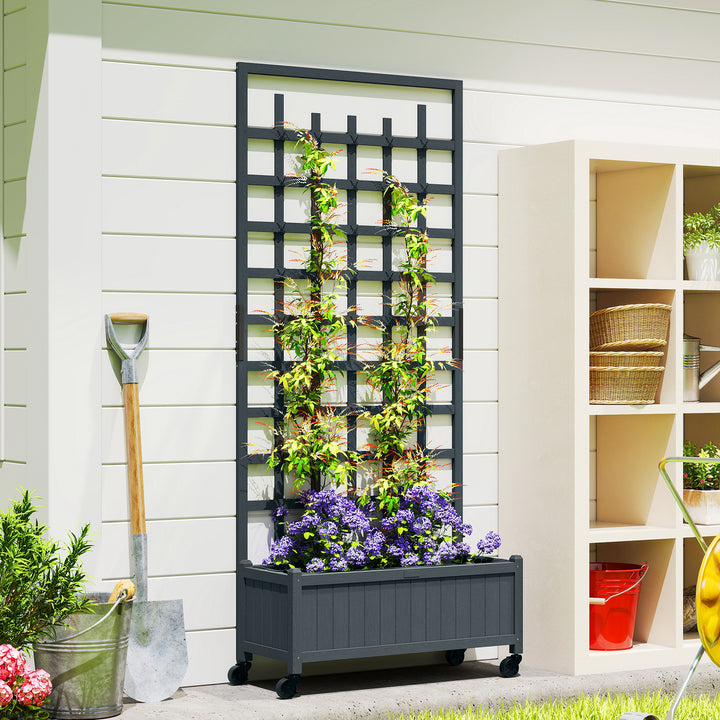 Wooden Trellis Planter, Raised Garden Bed with Wheels, to Climb and Gr