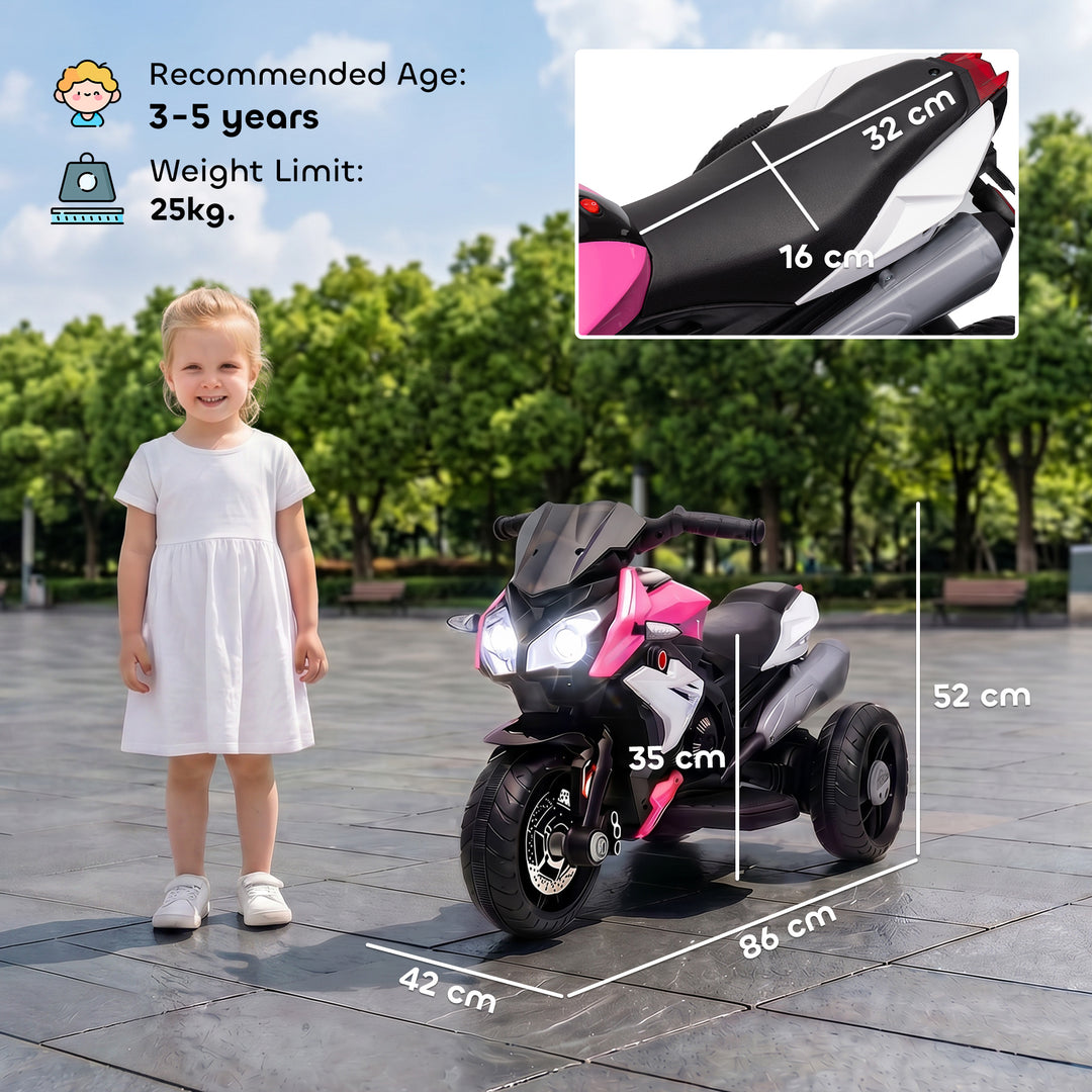 Kids Electric Motorcycle, 6V Ride on Motorcycle with 3 Wheels, LED Hea