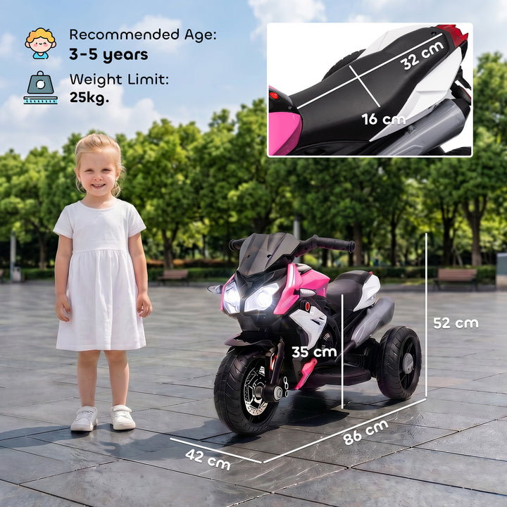Kids Electric Motorcycle, 6V Ride on Motorcycle with 3 Wheels, LED Hea