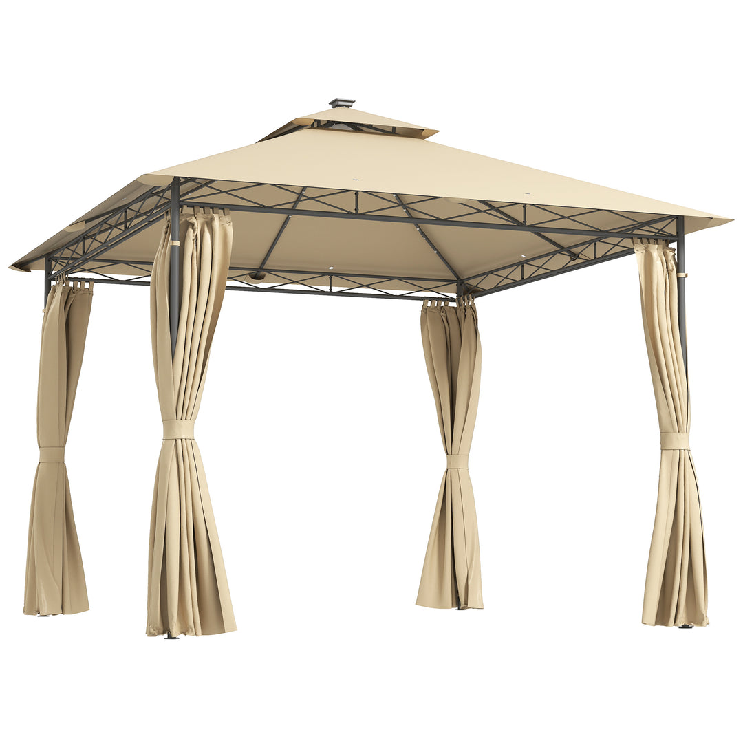 3 x 3 m Solar LED Metal Gazebo - Beige